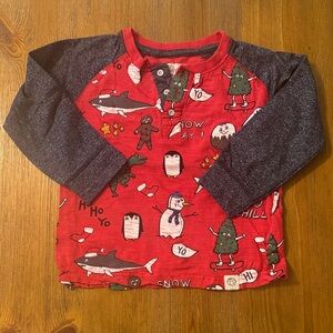 Free Planet Christmas Holiday Henley Shirt 4T